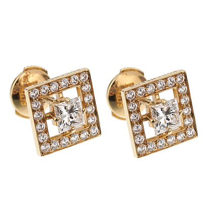 bothtucheron Princess Cut Diamond Stud 18k Yellow Gold Earrings