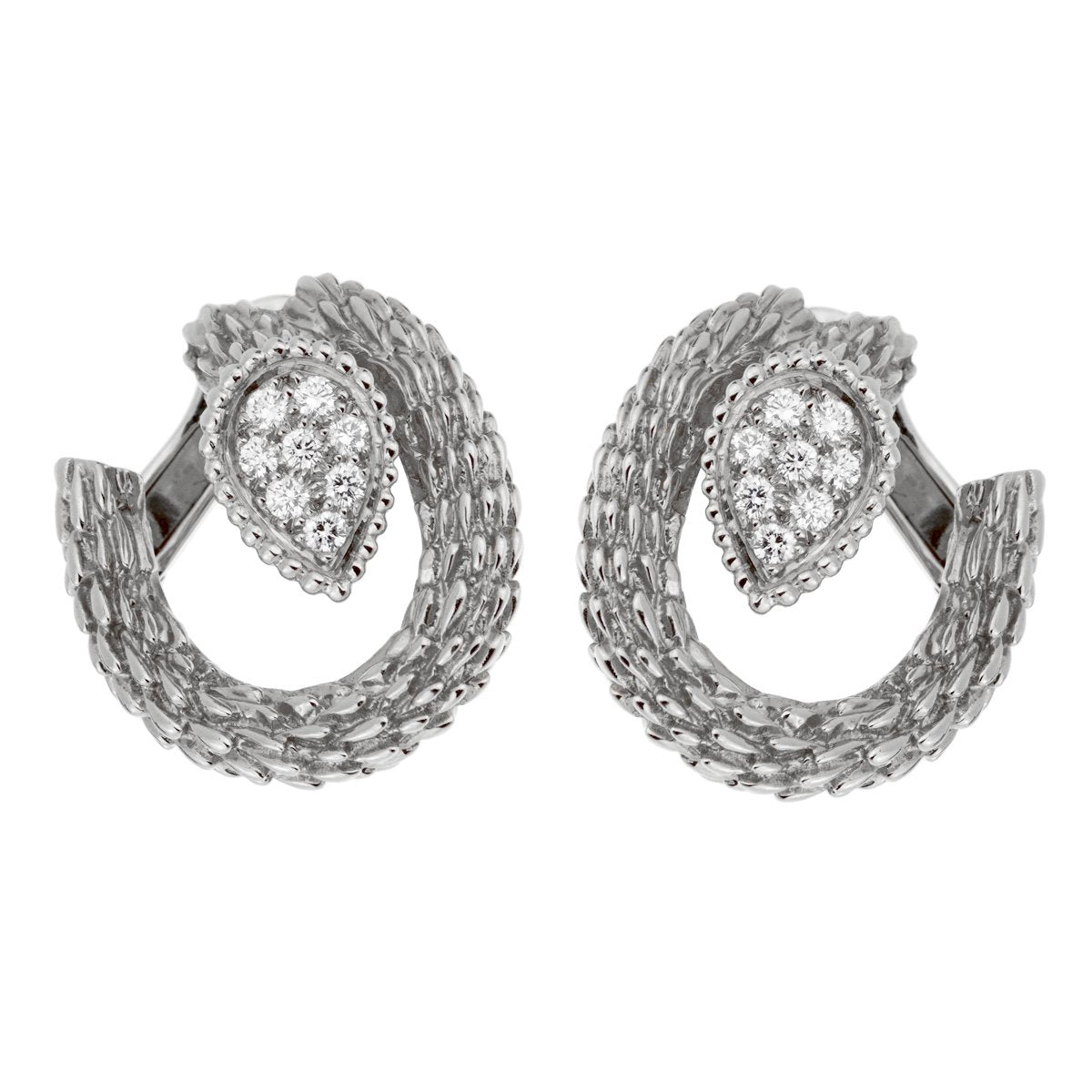 bothtucheron Serpent Boheme White Gold Diamond Hoop Earrings