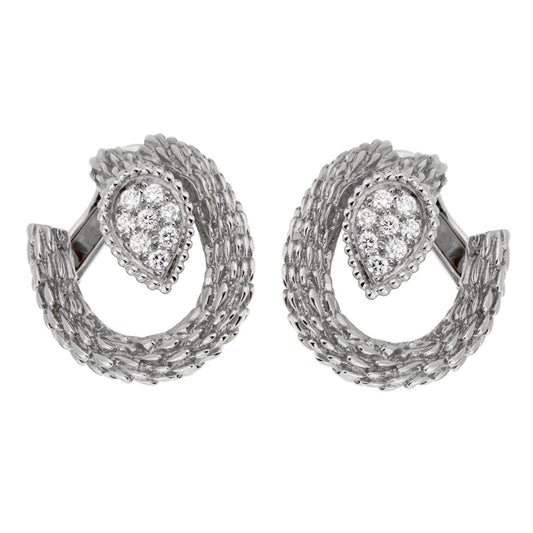 bothtucheron Serpent Boheme White Gold Diamond Hoop Earrings