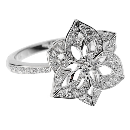 bothtucheron Small Flower Diamond 18k White Gold Cocktail Ring Sz 5 3/4