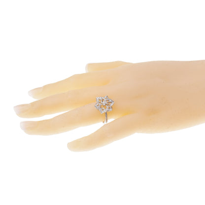 bothtucheron Small Flower Diamond 18k White Gold Cocktail Ring Sz 5 3/4