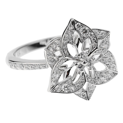 bothtucheron Small Flower Diamond 18k White Gold Cocktail Ring Sz 6 1/4