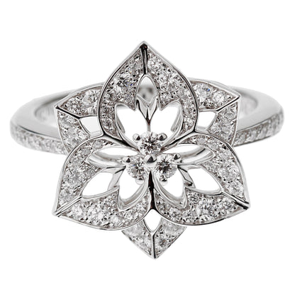 bothtucheron Small Flower Diamond 18k White Gold Cocktail Ring Sz 6 1/4