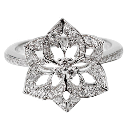 bothtucheron Small Flower Diamond 18k White Gold Cocktail Ring Sz 6 3/4