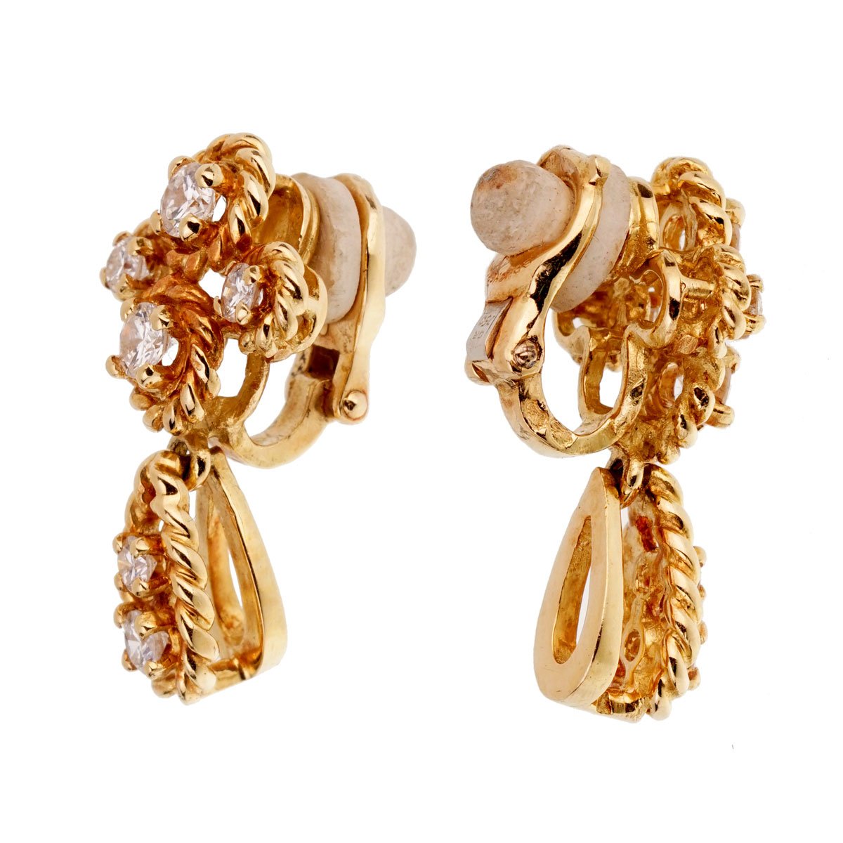bothtucheron Vintage Diamond Yellow Gold Drop Earrings