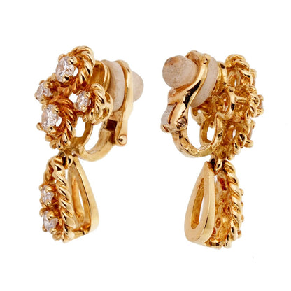 bothtucheron Vintage Diamond Yellow Gold Drop Earrings