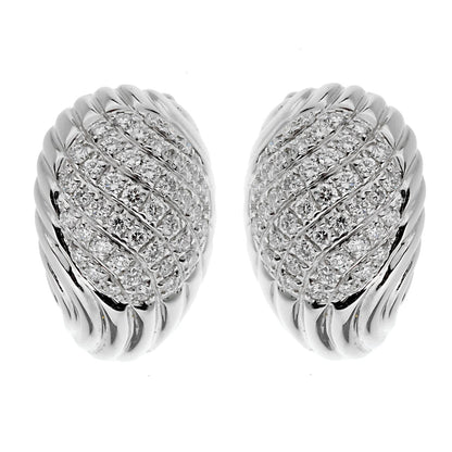 bothtucheron Vintage 18k White Gold Diamond Swirl Earrings