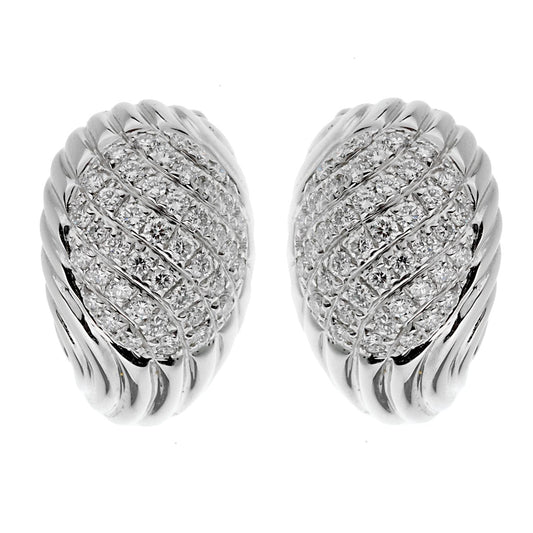 bothtucheron Vintage 18k White Gold Diamond Swirl Earrings