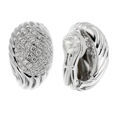 bothtucheron Vintage 18k White Gold Diamond Swirl Earrings
