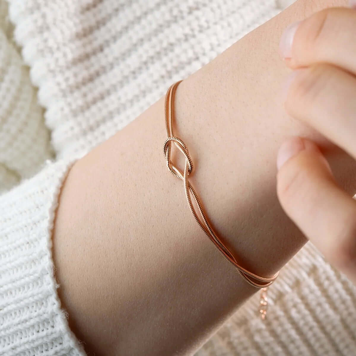 Knot Snake Chain Bracelet Silver Infinity Wrist Accessory