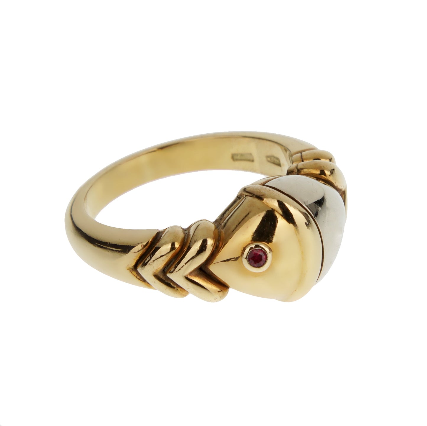 Bvlthtgari Vintage Naturalia Ruby 18k White & Yellow Gold Ring Sz 5 1/2