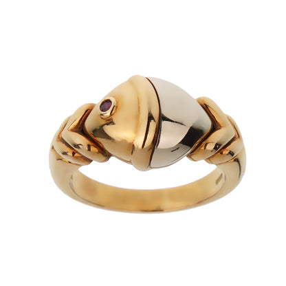 Bvlthtgari Vintage Naturalia Ruby 18k White & Yellow Gold Ring Sz 5 1/2
