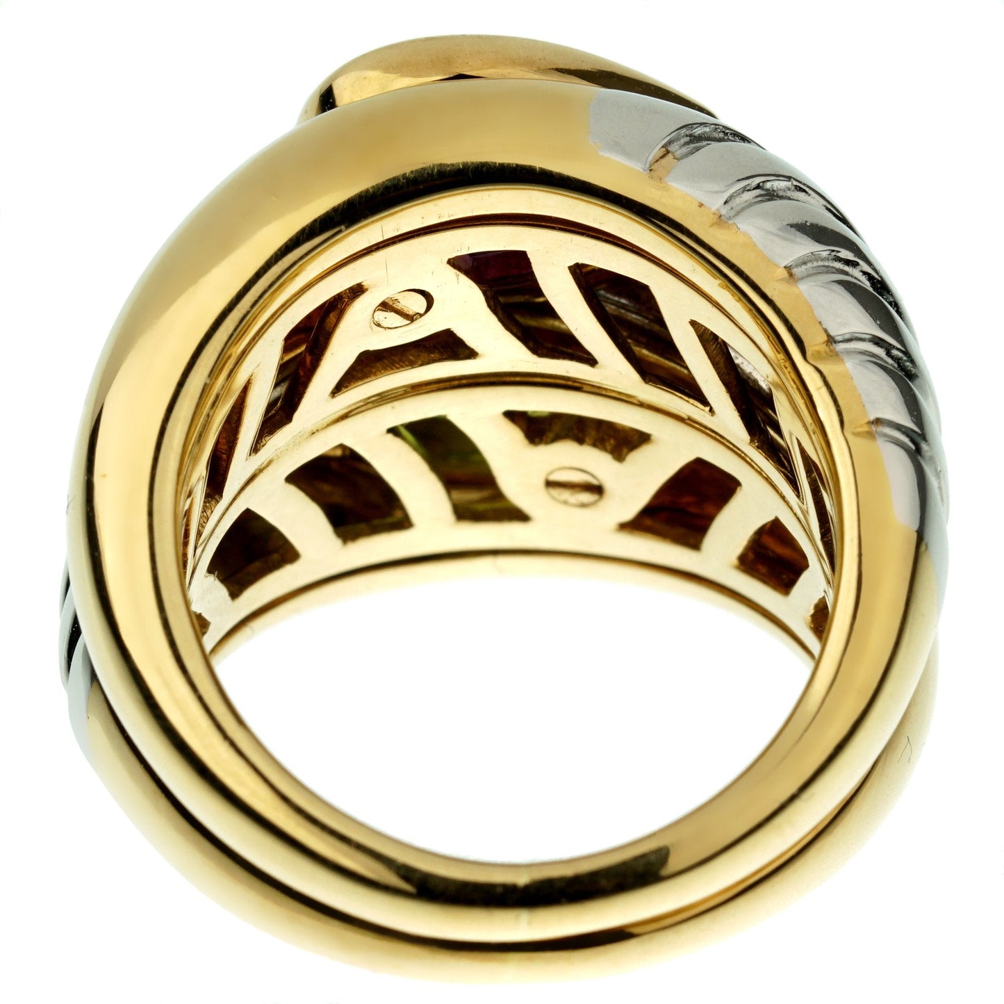 Bvlthtgari Amethyst Peridot Bypass Cocktail Gold Ring Sz 5