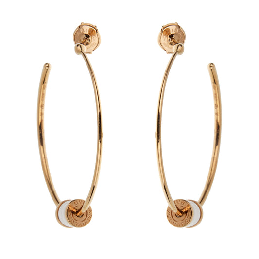 Bvlthtgari B.zero1 Ceramic 18k Rose Gold Hoop Earrings