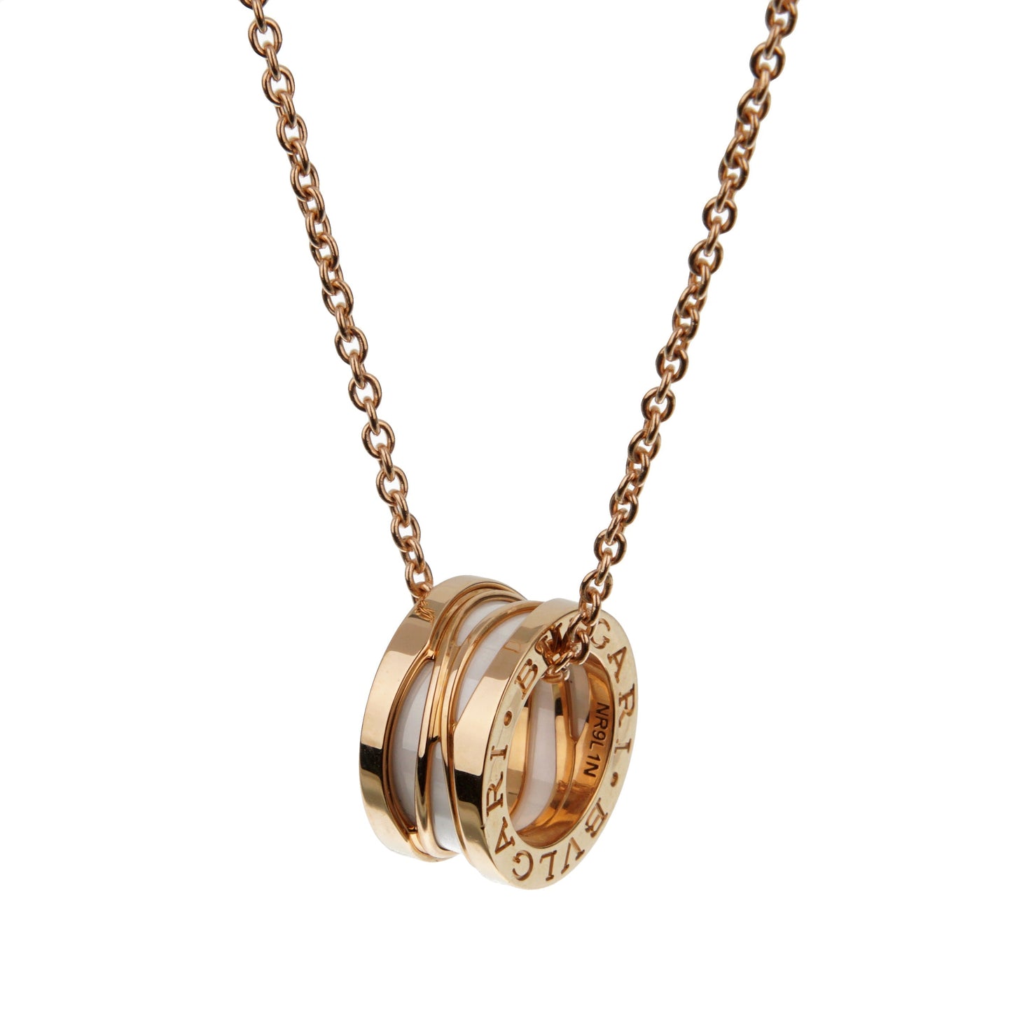 Bvlthtgari B.zero1 Legend Ceramic 18k Rose Gold Pendant Necklace