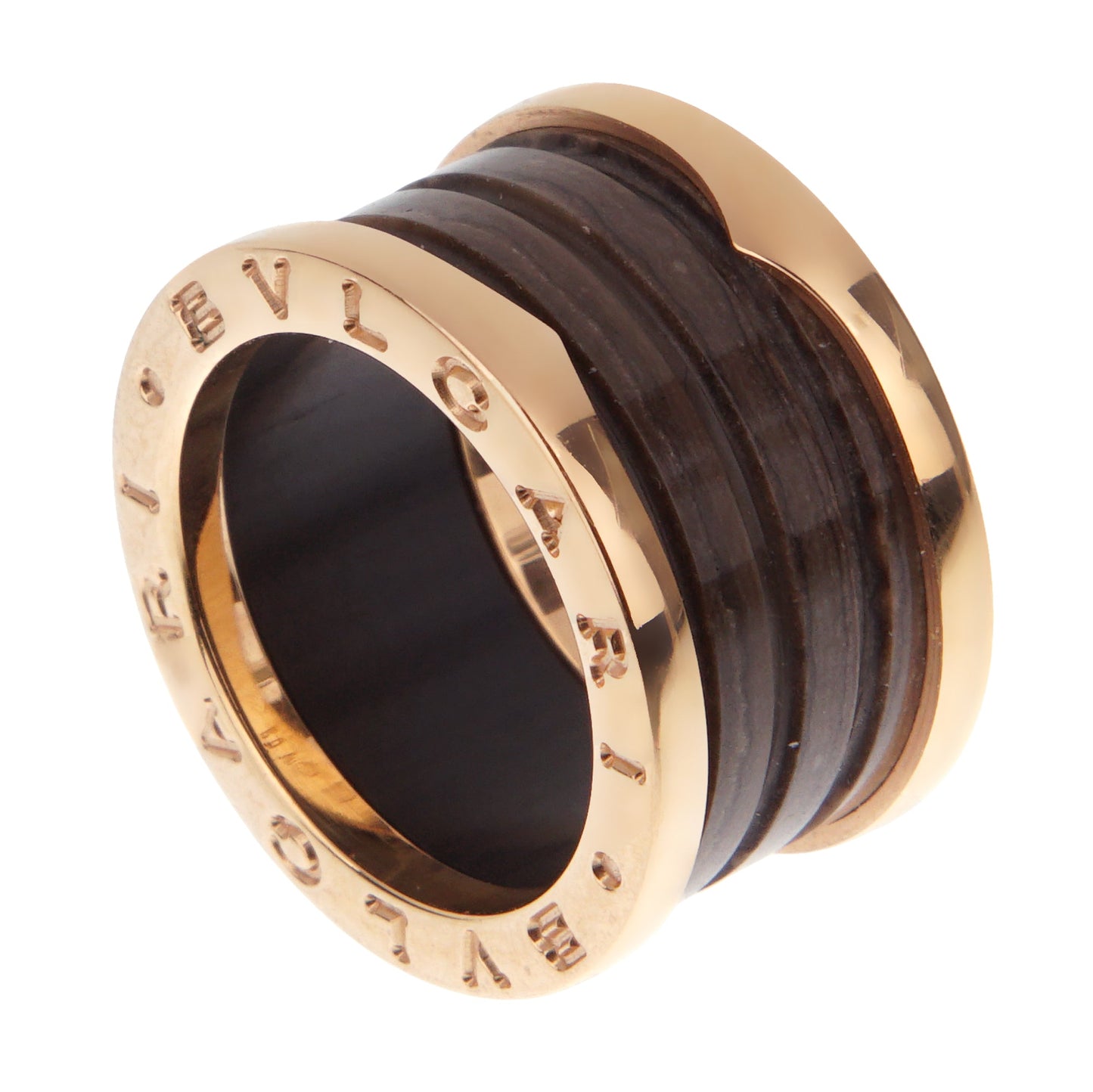 Bvlthtgari B.zero1 Marble Ceramic Rose Gold Band Ring