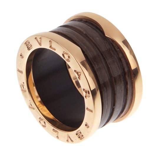 Bvlthtgari B.zero1 Marble Ceramic Rose Gold Band Ring