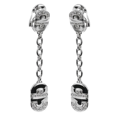 Bvlthtgari Parentesi Diamond 18k White Gold Drop Earrings