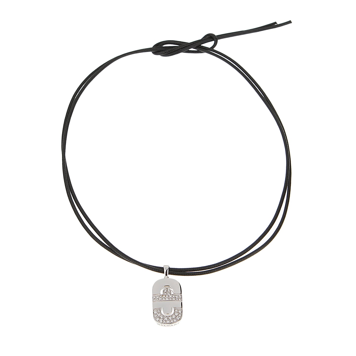 Bvlthtgari Parentesi 18k White Gold Diamond Pendant Necklace