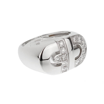 Bvlthtgari Parentesi Diamond 18k White Gold Ring Sz 4 1/2