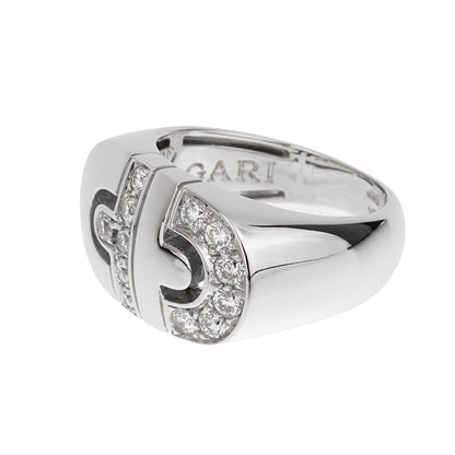 Bvlthtgari Parentesi Diamond 18k White Gold Ring Sz 4 1/2