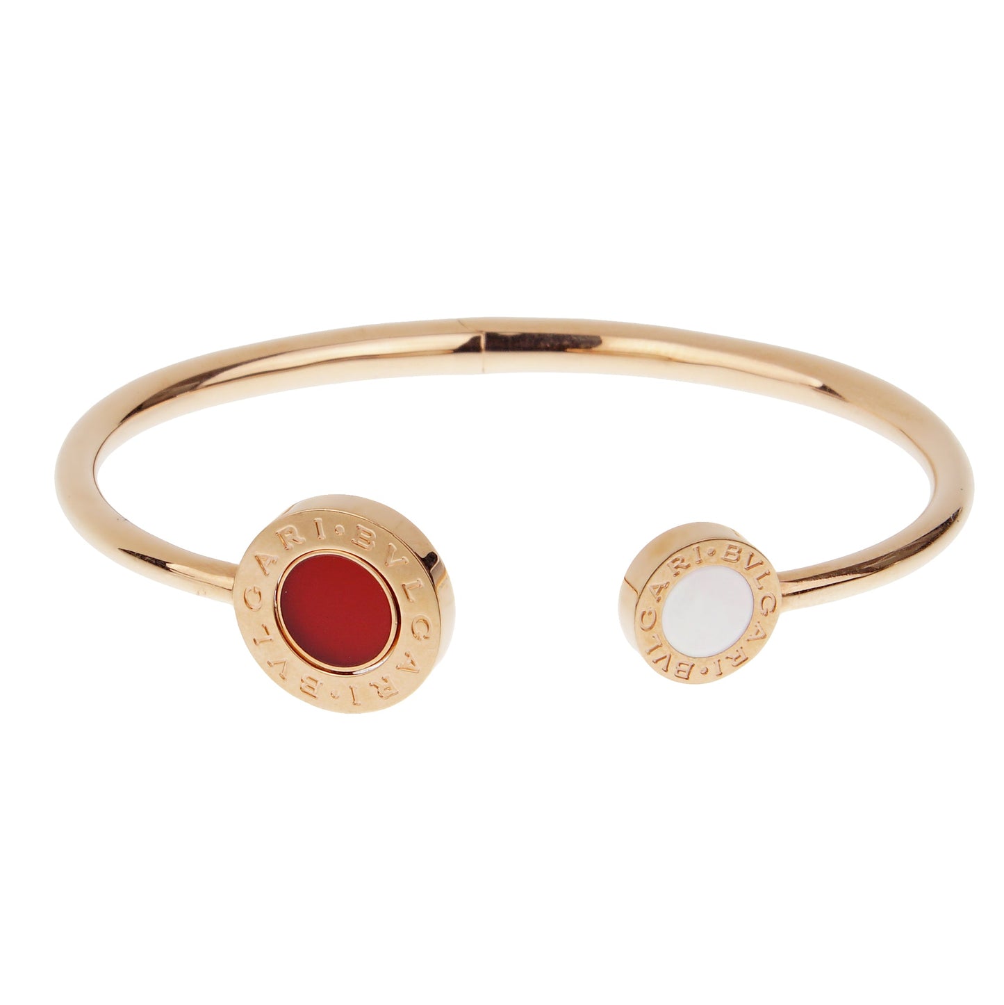 Bvlthtgari Bvlthtgari Carnelian Mother of Pearl 18k Rose Gold Cuff Small Bangle