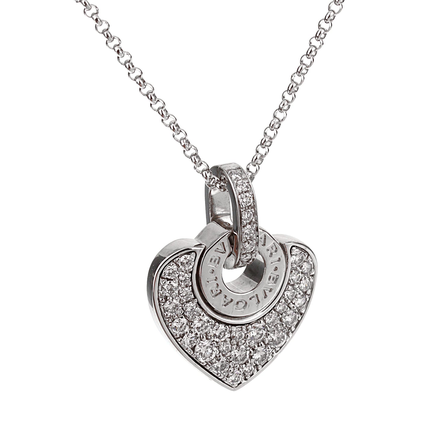 Bvlthtgari Bvlthtgari Diamond 18k White Gold Vintage Heart Pendant Necklace