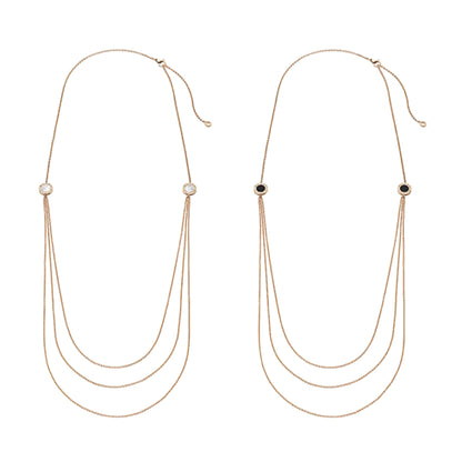 Bvlthtgari Bvlthtgari Mother of Pearl & Onyx 18k Rose Gold Sautoir Long Chain Necklace