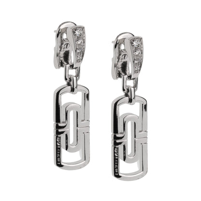 Bvlthtgari Parentesi Diamond 18k White Gold Drop Earrings