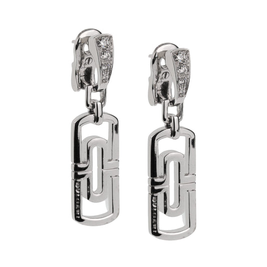 Bvlthtgari Parentesi Diamond 18k White Gold Drop Earrings