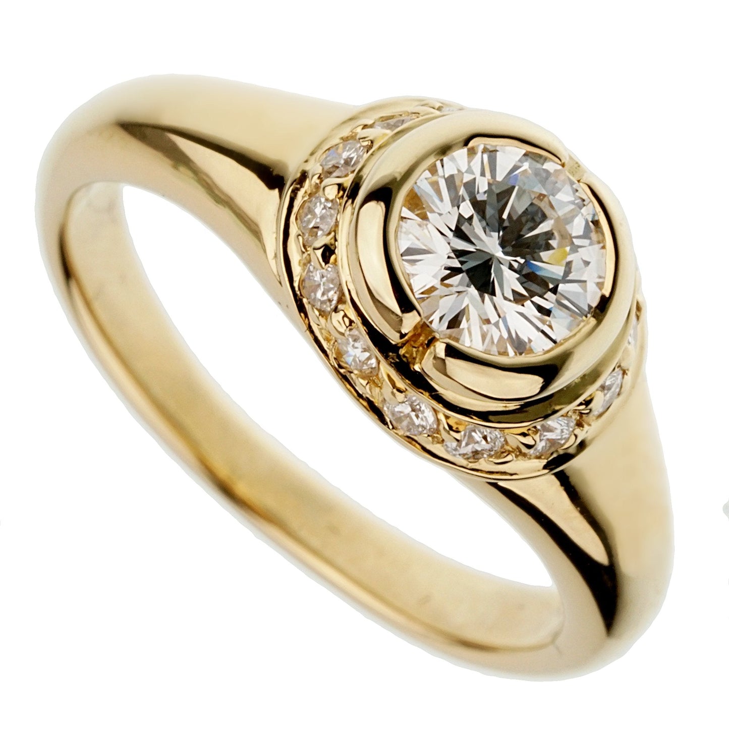 Bvlthtgari Diamond Solitaire Cocktail Yellow Gold Ring Sz 5 1/4