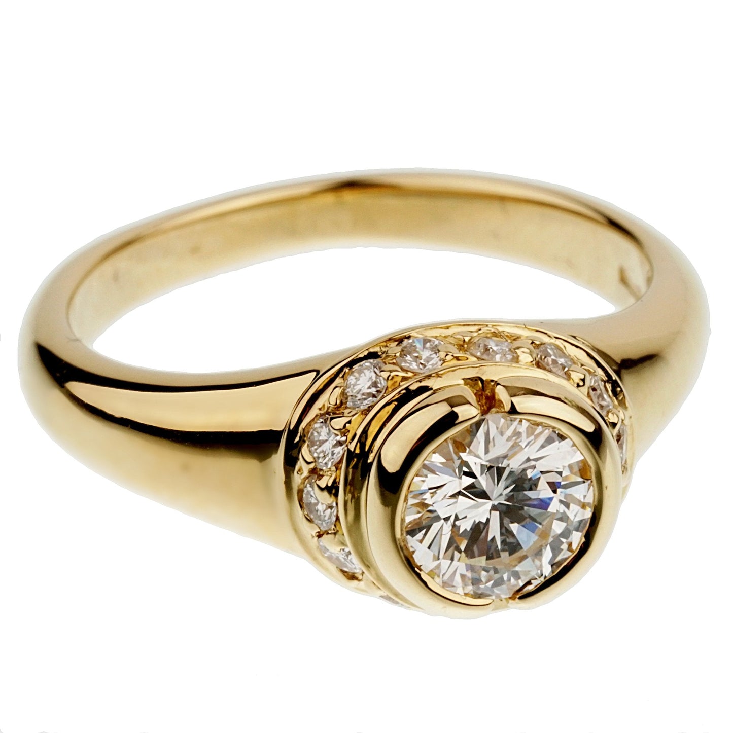 Bvlthtgari Diamond Solitaire Cocktail Yellow Gold Ring Sz 5 1/4