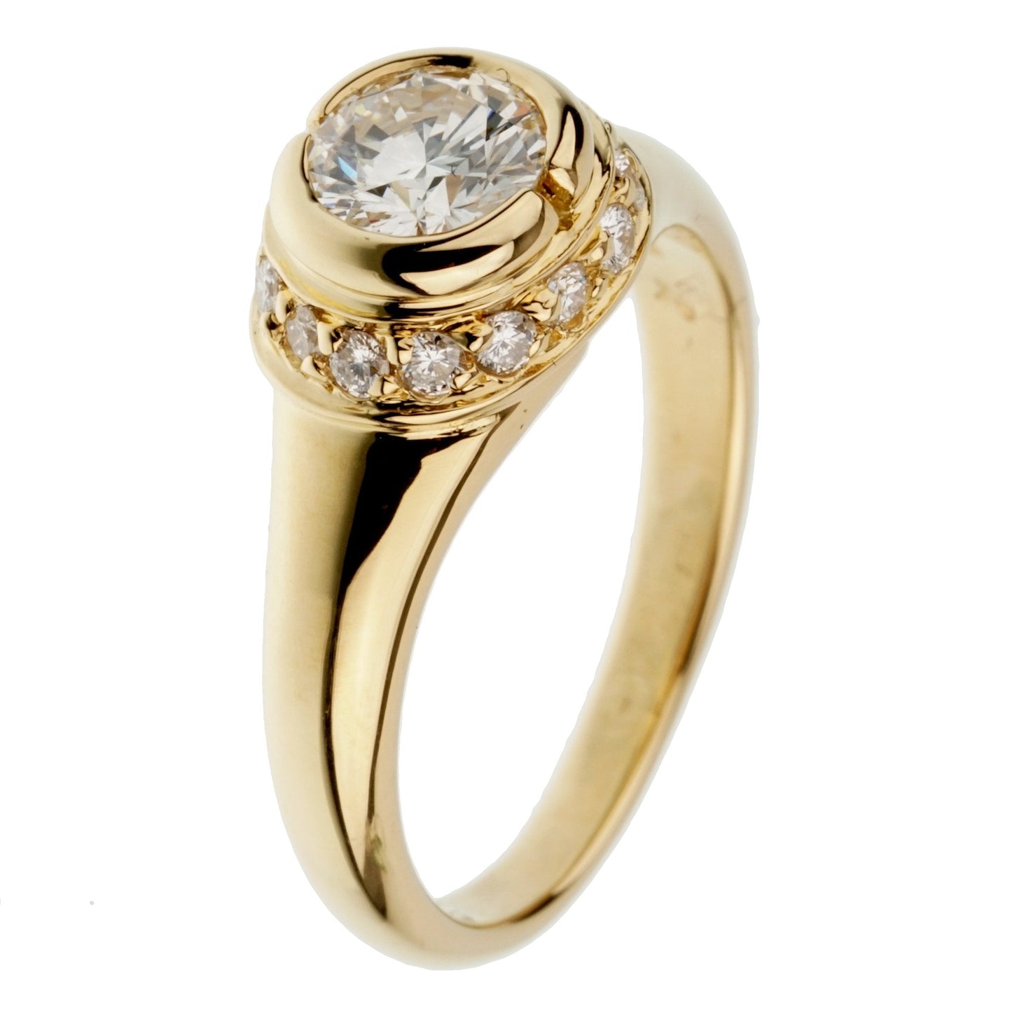 Bvlthtgari Diamond Solitaire Cocktail Yellow Gold Ring Sz 5 1/4