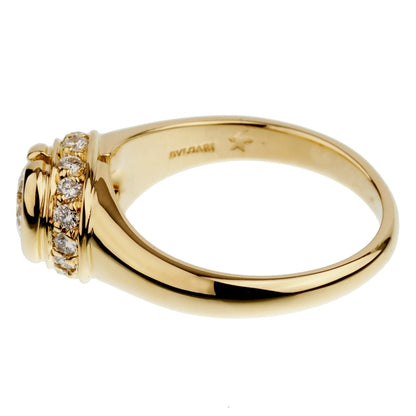 Bvlthtgari Diamond Solitaire Cocktail Yellow Gold Ring Sz 5 1/4