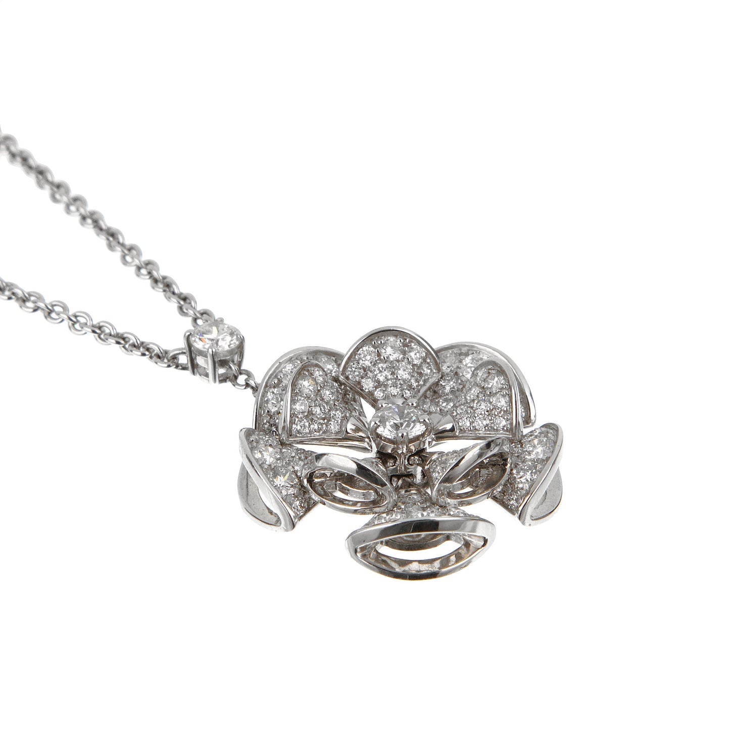 Bvlthtgari Divas Dream 2.42ct Diamond 18k White Gold Necklace