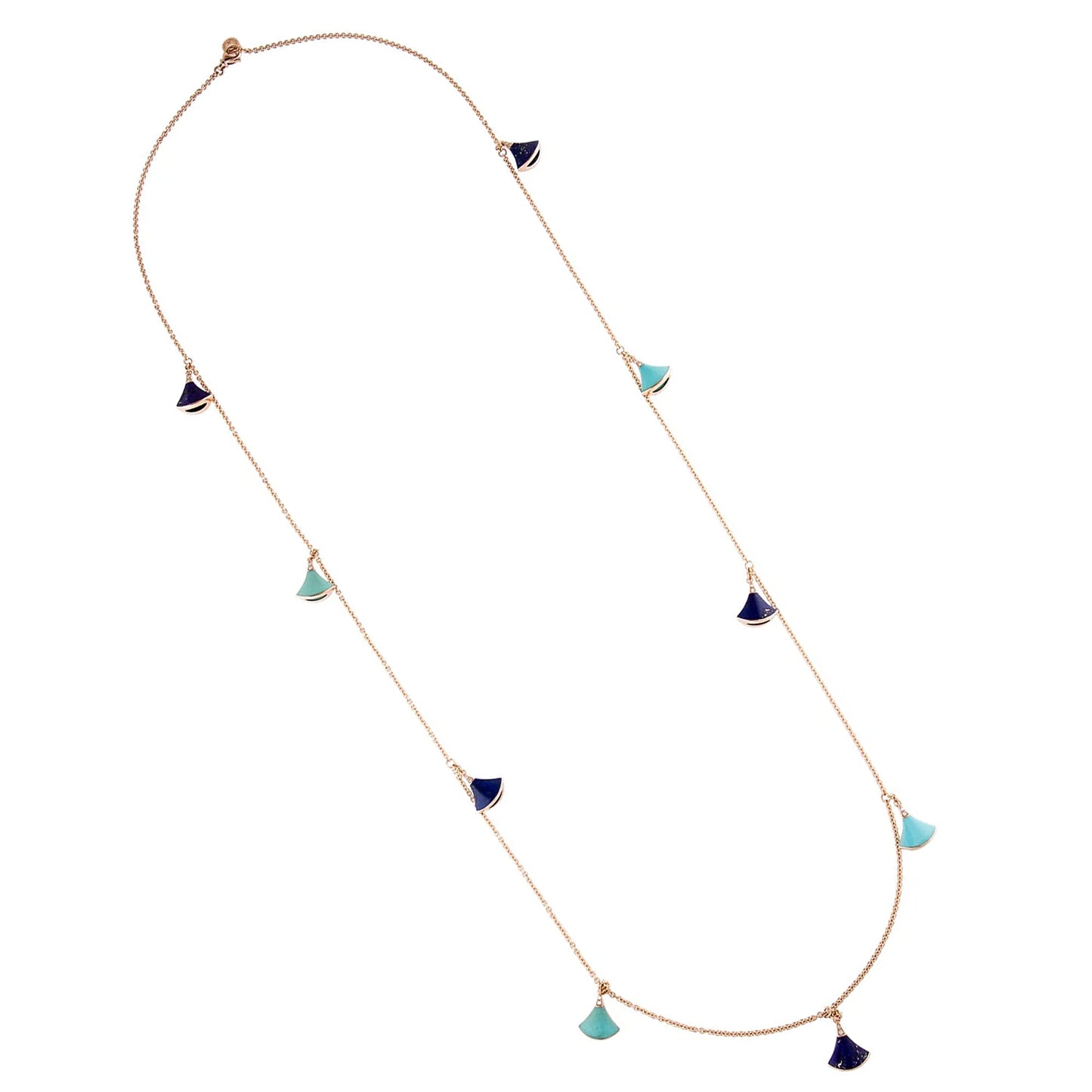 Bvlthtgari Divas Dream Lapis Turquoise 18k Rose Gold Sautoir Necklace