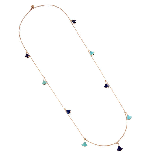 Bvlthtgari Divas Dream Lapis Turquoise 18k Rose Gold Sautoir Necklace