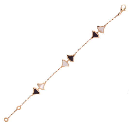 Bvlthtgari Divas Dream Onyx & Mother of Pearl 18k Rose Gold Bracelet