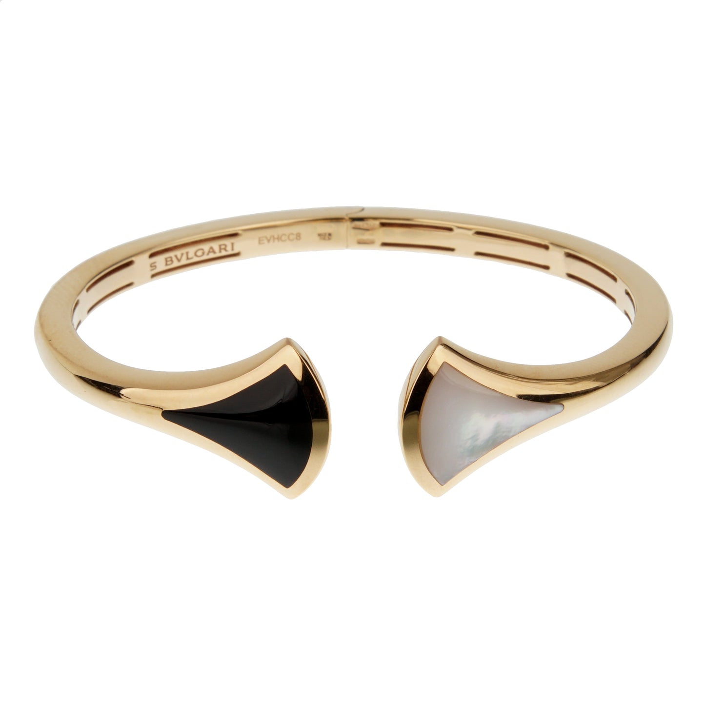 Bvlthtgari Divas Dream Onyx & Mother of Pearl 18k Rose Gold Cuff Bangle Bracelet