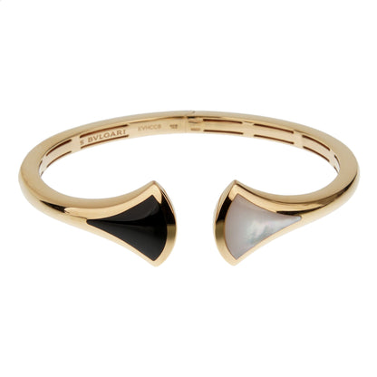 Bvlthtgari Divas Dream Onyx & Mother of Pearl 18k Rose Gold Cuff Bangle Bracelet