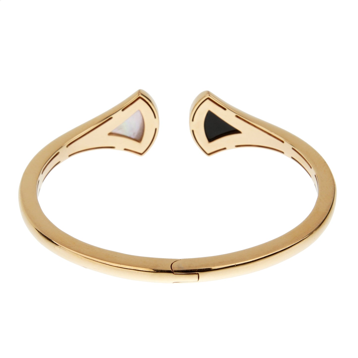 Bvlthtgari Divas Dream Onyx & Mother of Pearl 18k Rose Gold Cuff Bangle Bracelet