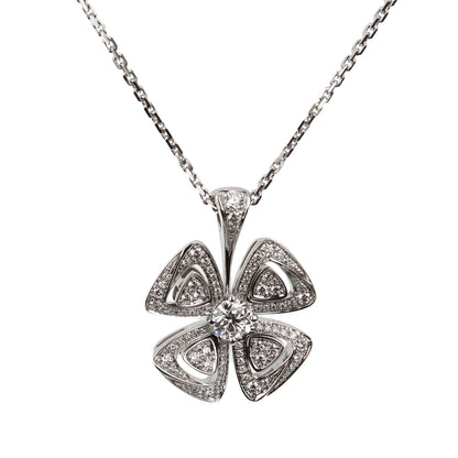 Bvlthtgari Fiorever Diamond White Gold Pendant Necklace