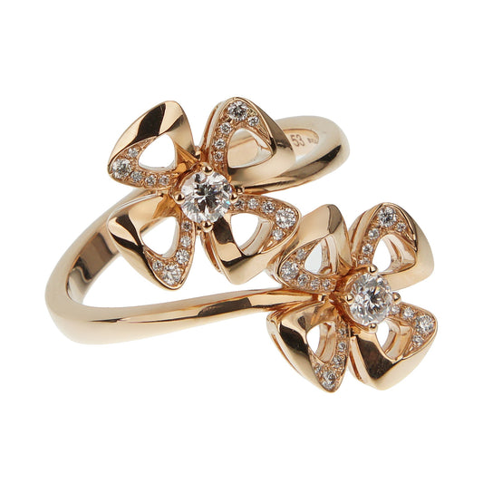 Bvlthtgari Fiorever 18k Rose Gold Diamond Cocktail Ring