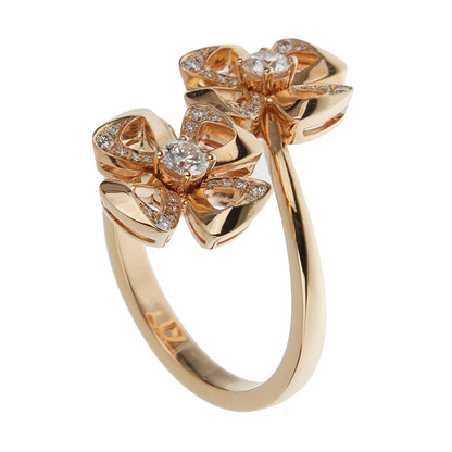 Bvlthtgari Fiorever 18k Rose Gold Diamond Cocktail Ring