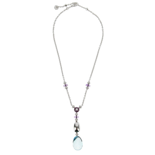 Bvlthtgari Mediterranean Eden Diamond & Topaz Amethyst 18k White Gold Necklace