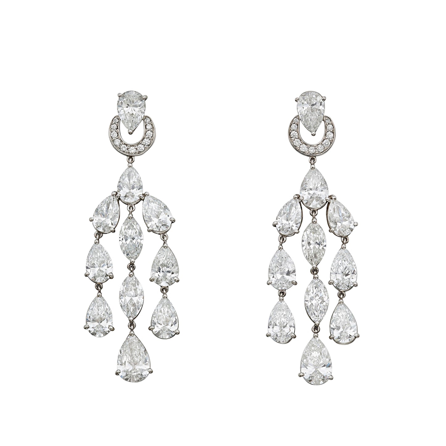 Bvlthtgari Platinum Diamond Chandelier Drop Earrings