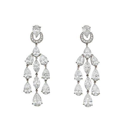 Bvlthtgari Platinum Diamond Chandelier Drop Earrings