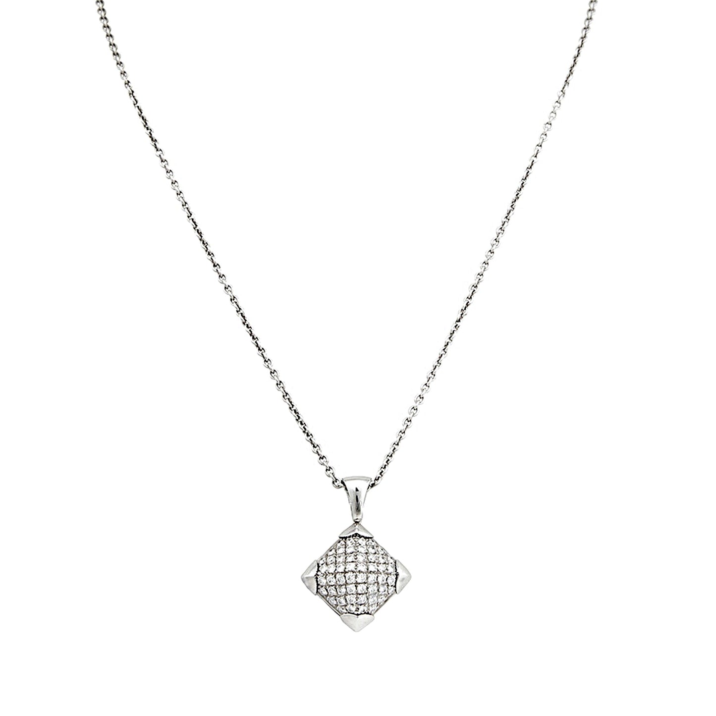 Bvlthtgari Pyramid Diamond White Gold Pendant Necklace