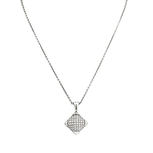Bvlthtgari Pyramid Diamond White Gold Pendant Necklace