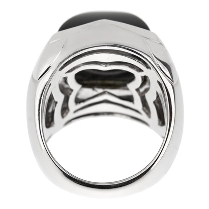 Bvlthtgari Pyramid Onyx 18k White Gold Cocktail Ring